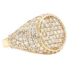 Mens Ring 2.37 Ct in White Brilliant Diamonds (123 pc) 14K Yellow Gold