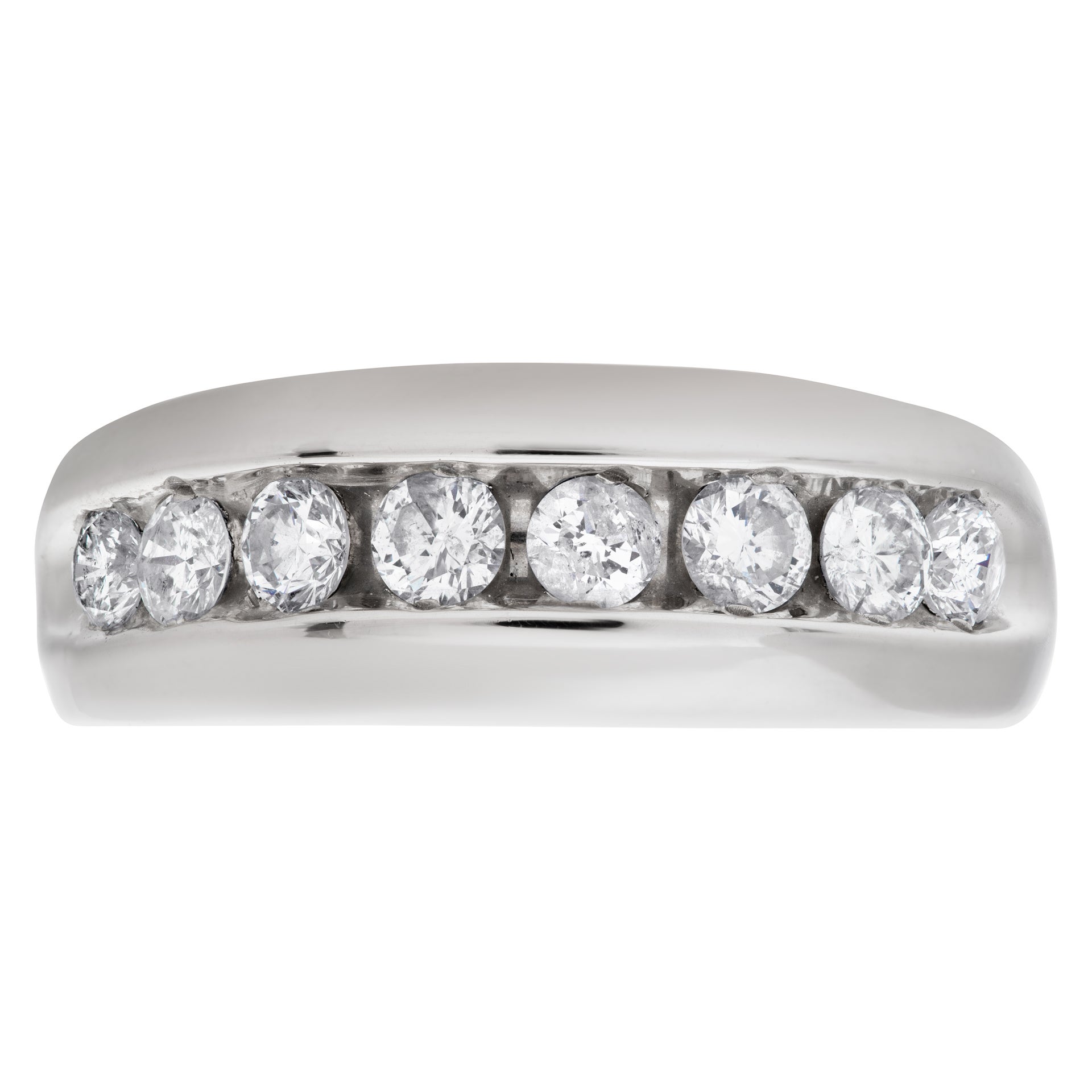 Mens Ring in 14k White Gold, 1.00 Carat in Diamonds For Sale