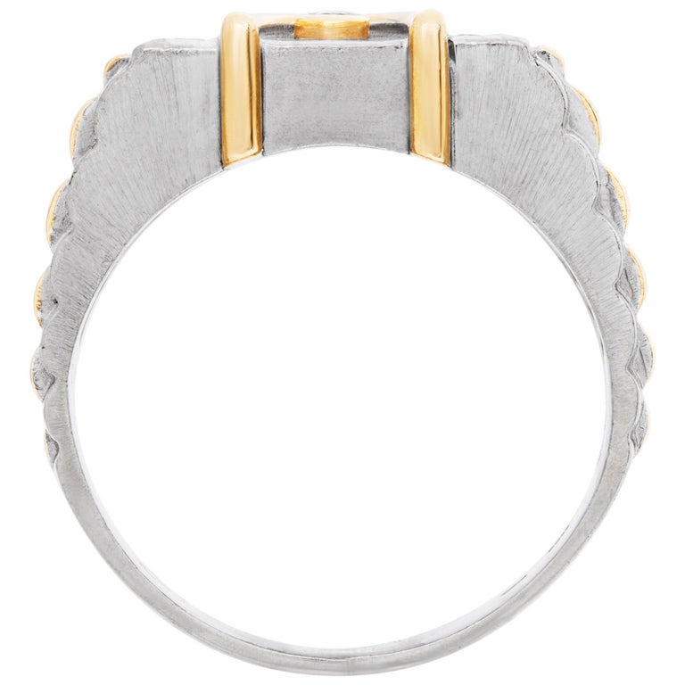 Men's ring in 18k yellow gold with diamond accents For Sale at 1stDibs