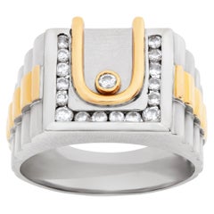 18k gold ring mens surfside Men
s Ring in 18k Yellow Gold with Diamond Accents