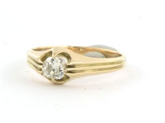Men's Ring with old mine cut diamond up to 0.45ct 14k gold 3.3 grams