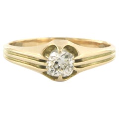 Men's Ring with old mine cut diamond up to 0.45ct 14k gold 3.3 grams
