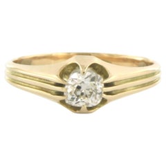 Men's Ring with old mine cut diamond up to 0.45ct 14k gold 3.3 grams