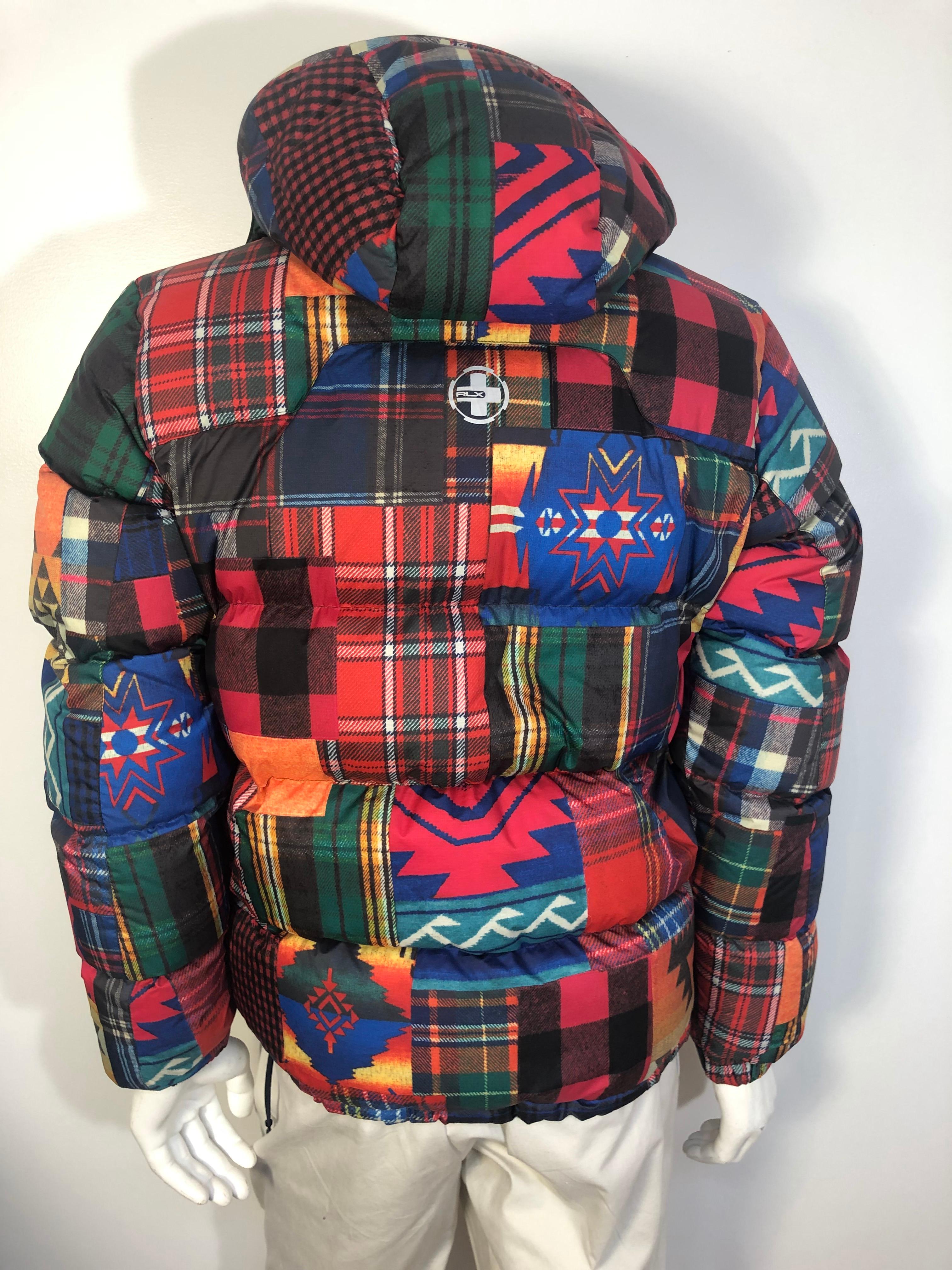 Mens RLX Ralph Lauren Plaid Puffer Jacket  In Good Condition In Bridgehampton, NY