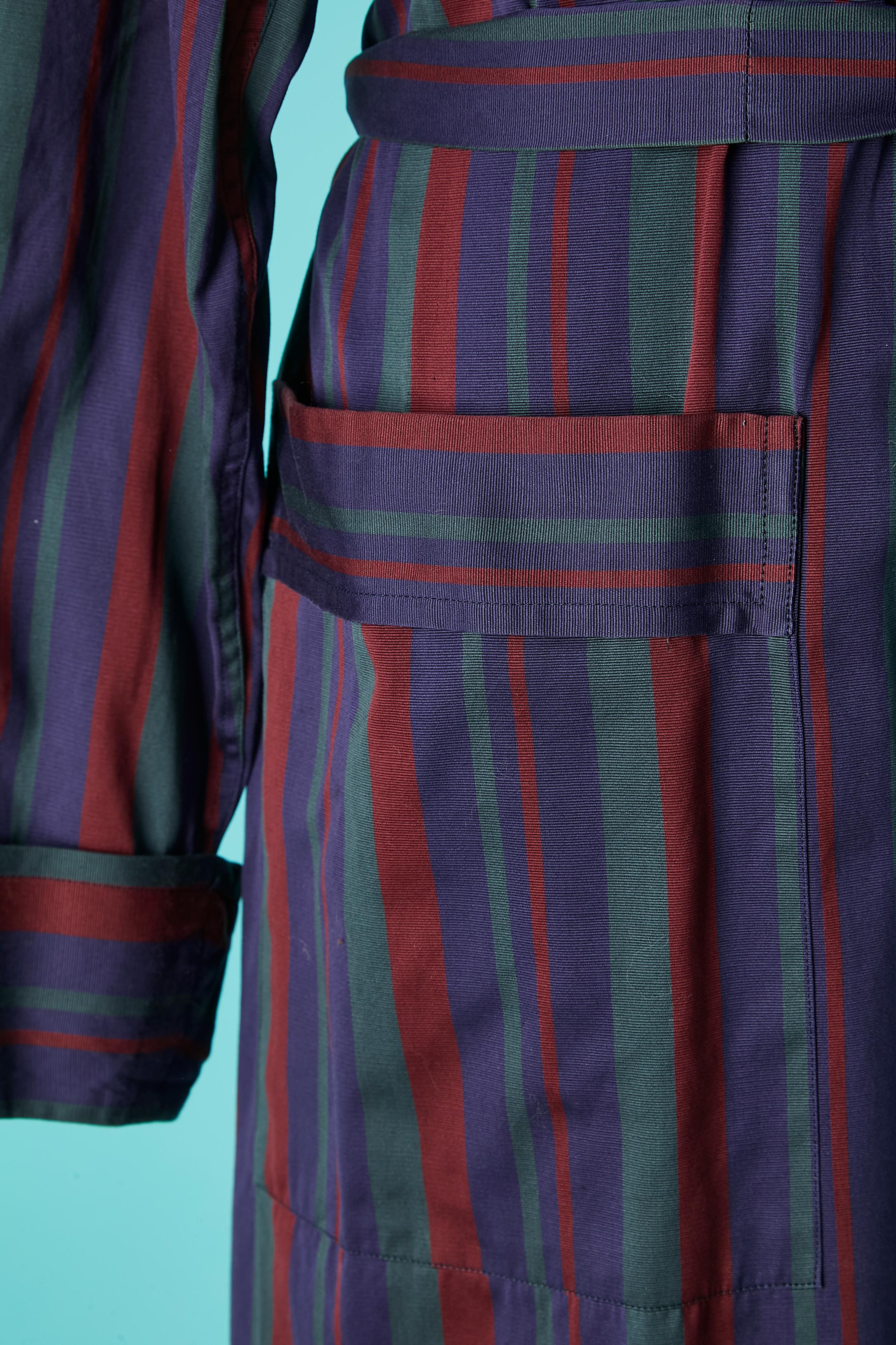 Black Men's  Robe in striped cotton Yves Saint Laurent Pyjamas 