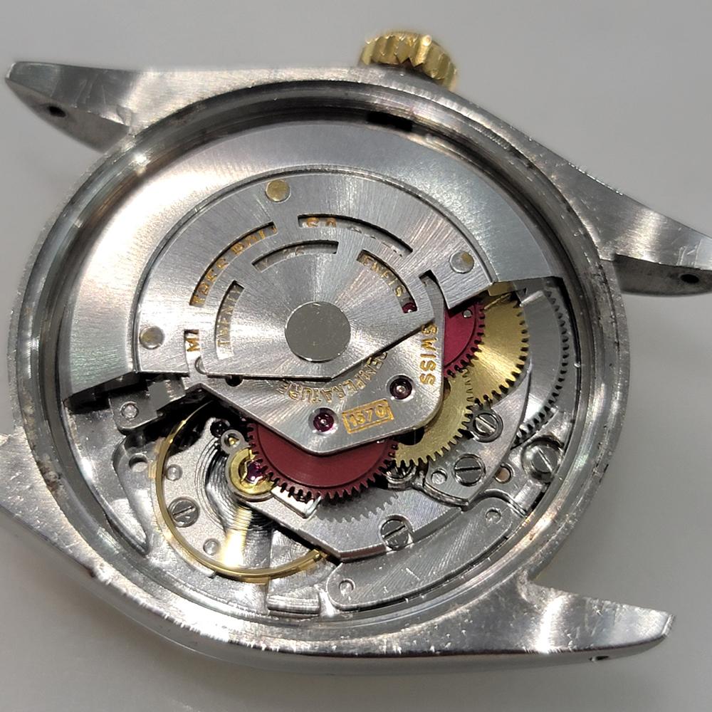Mens Rolex Oyster Perpetual Date Ref 1500 35mm 14k SS 1970s Automatic RA448 For Sale 7