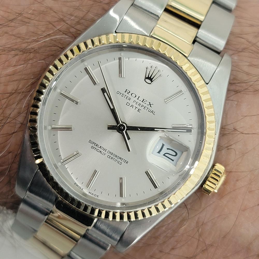 Mens Rolex Oyster Perpetual Date Ref 1500 35mm 14k SS 1970s Automatic RA448 For Sale 9
