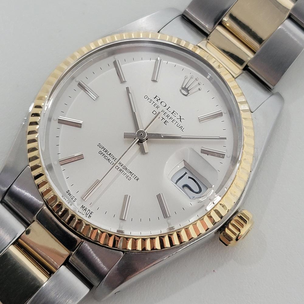 Men's Mens Rolex Oyster Perpetual Date Ref 1500 35mm 14k SS 1970s Automatic RA448 For Sale