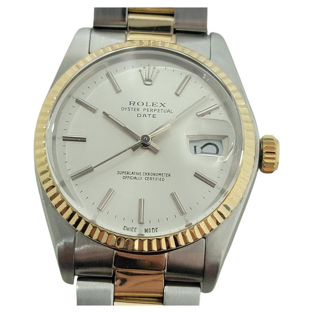 Rolex Oyster Perpetual Date Réf 1500 35mm 14k SS 1970s Automatic RA448 pour hommes