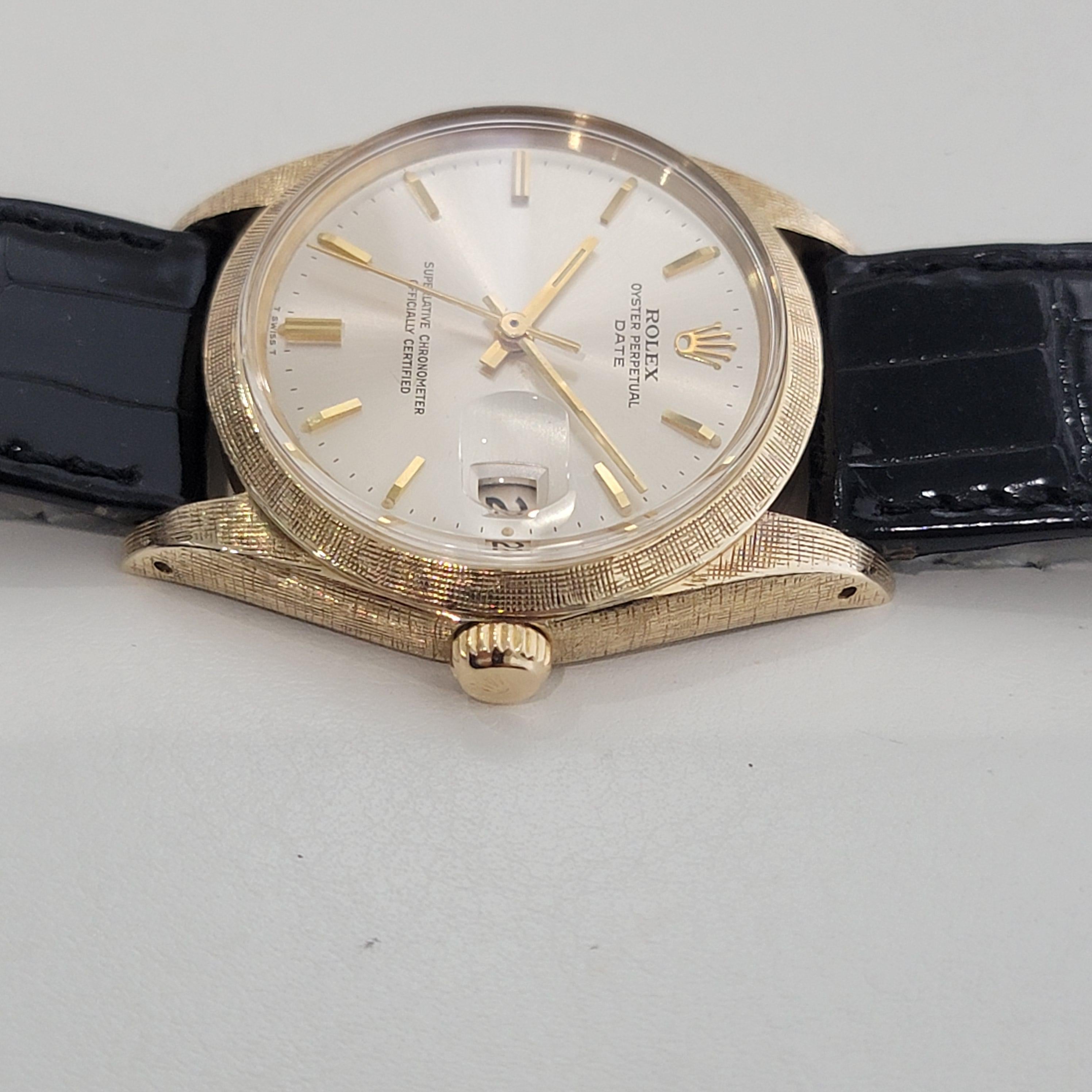 Mens Rolex 1500 Oyster Perpetual Date 35mm 14K Gold Automatic 1960s Swiss RA267 1