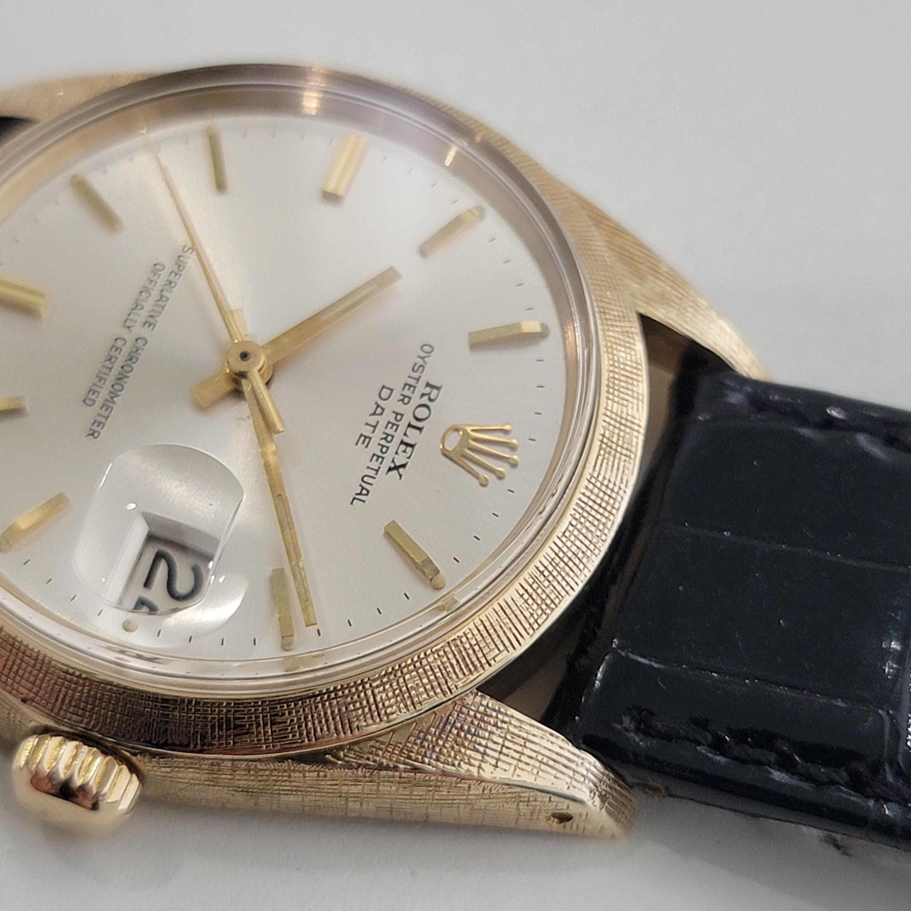Mens Rolex 1500 Oyster Perpetual Date 35mm 14K Gold Automatic 1960s Swiss RA267 2