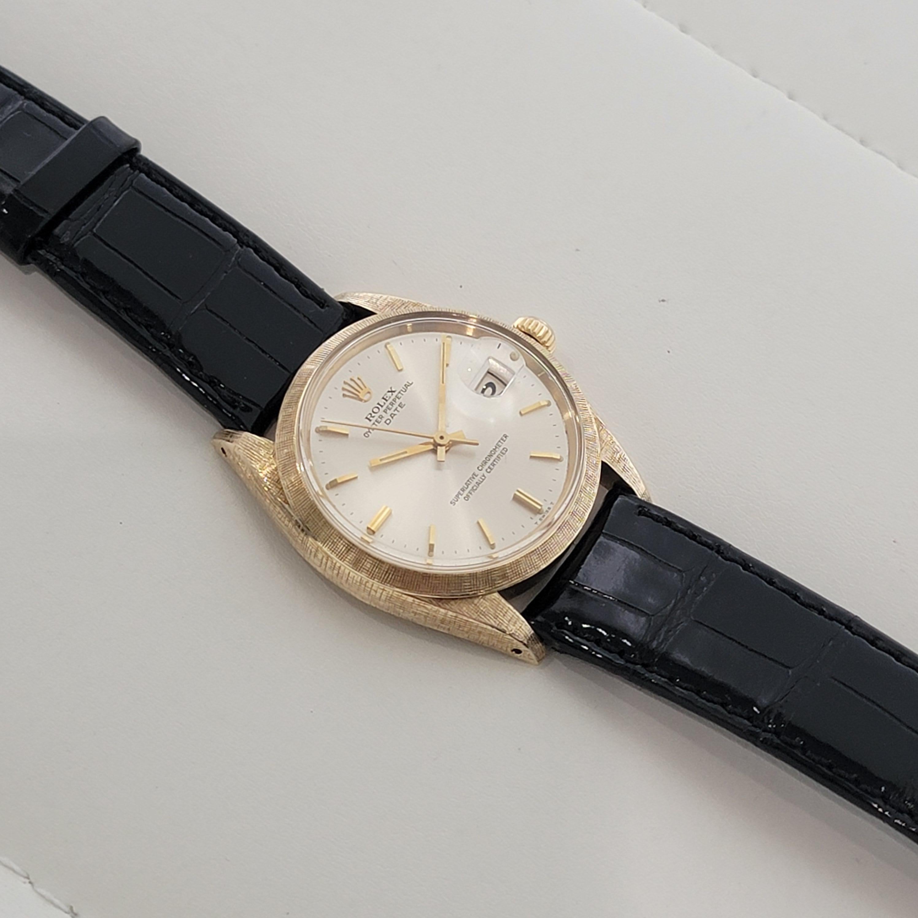 Mens Rolex 1500 Oyster Perpetual Date 35mm 14K Gold Automatic 1960s Swiss RA267 3