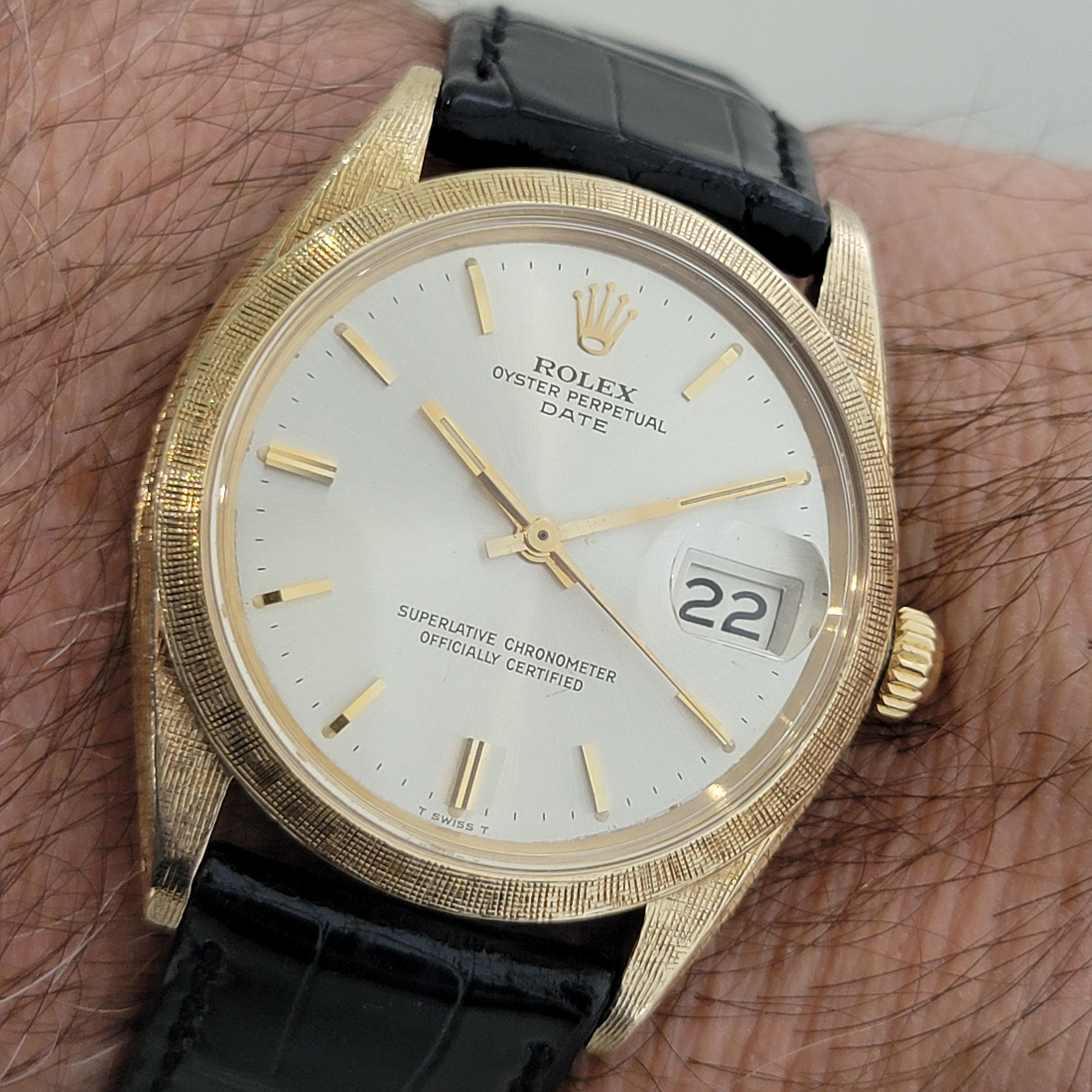 Mens Rolex 1500 Oyster Perpetual Date 35mm 14K Gold Automatic 1960s Swiss RA267 9