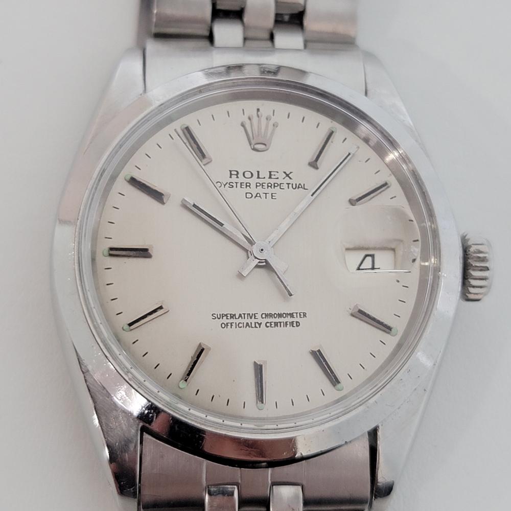 Mens Rolex 1500 Oyster Perpetual Date Automatic 1960s Vintage Swiss RA259 In Excellent Condition In Beverly Hills, CA
