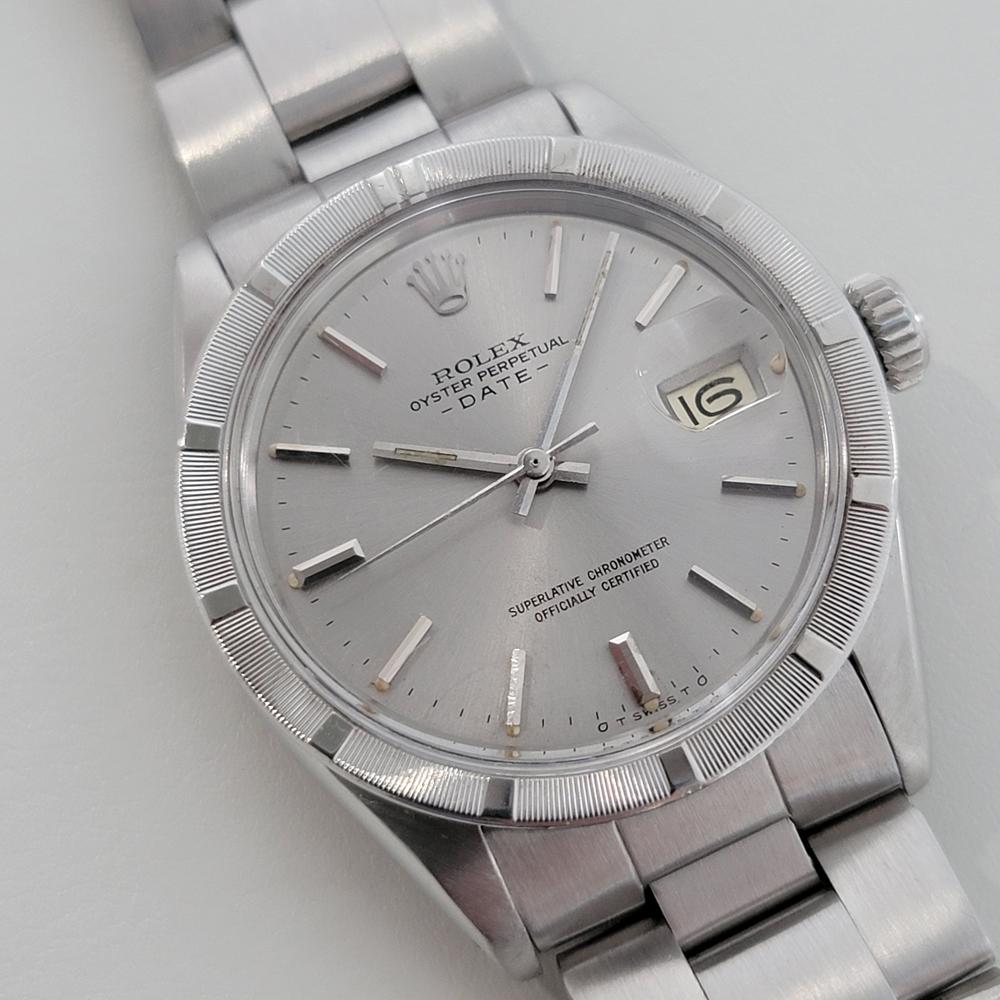 Rolex 1501 Oyster Perpetual Date Automatic con carta 1970s Tutto originale RA320 In condizioni ottime in vendita a Beverly Hills, CA