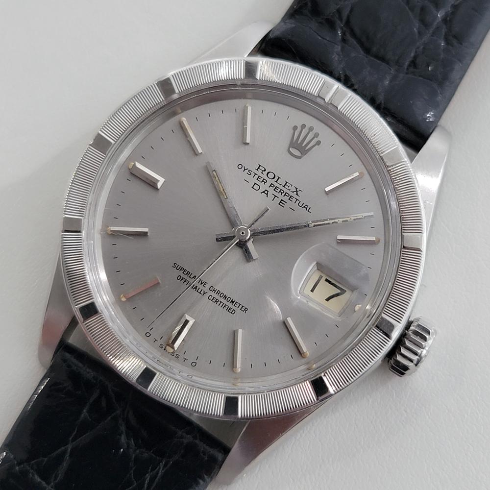 Herren Rolex 1501 Oyster Perpetual Date Automatik mit Papier 1970er Jahre Vintage RA320B im Zustand „Hervorragend“ im Angebot in Beverly Hills, CA