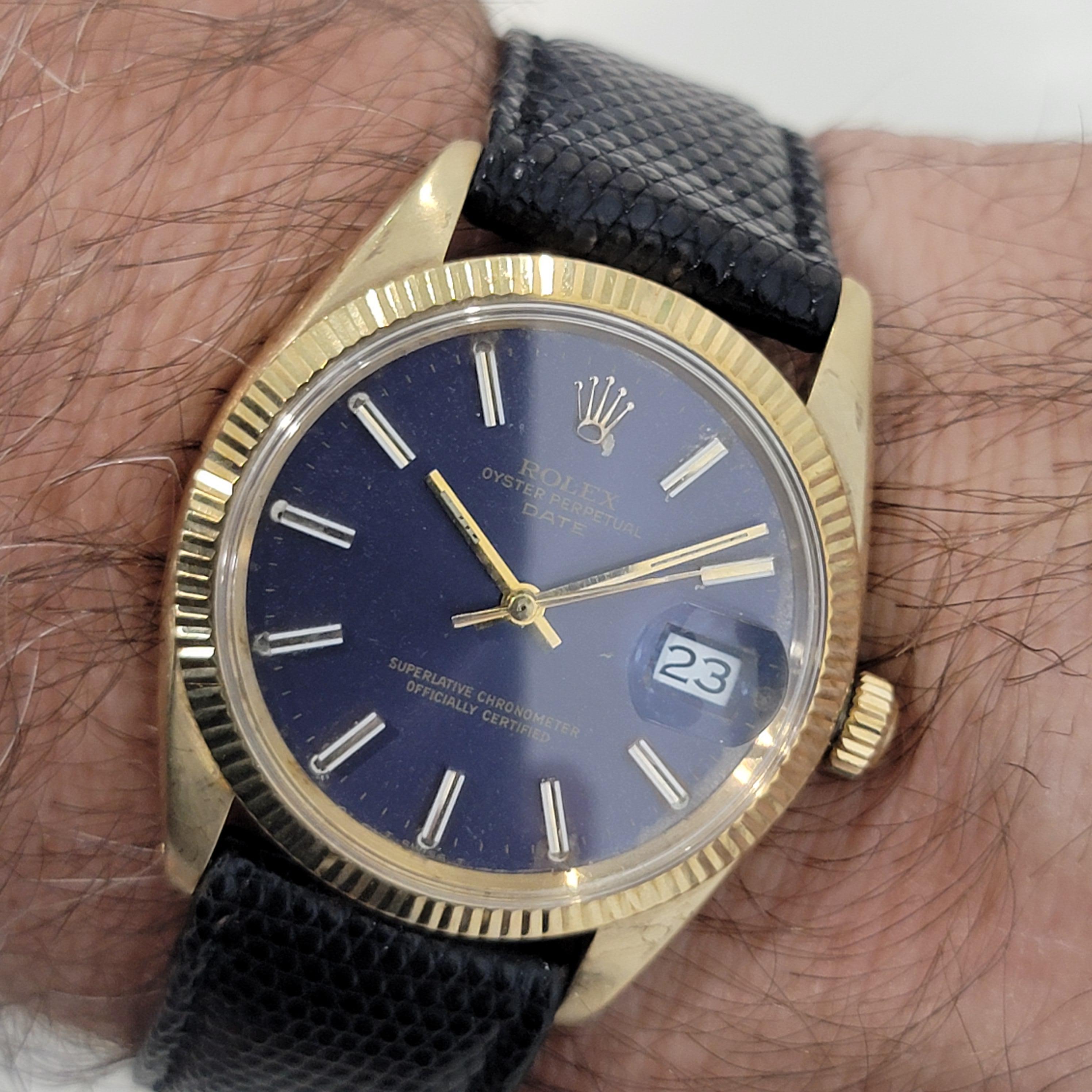 Mens Rolex 1503 Oyster Perpetual Date 35mm 14k Solid Gold Automatic 1960s RA264 10