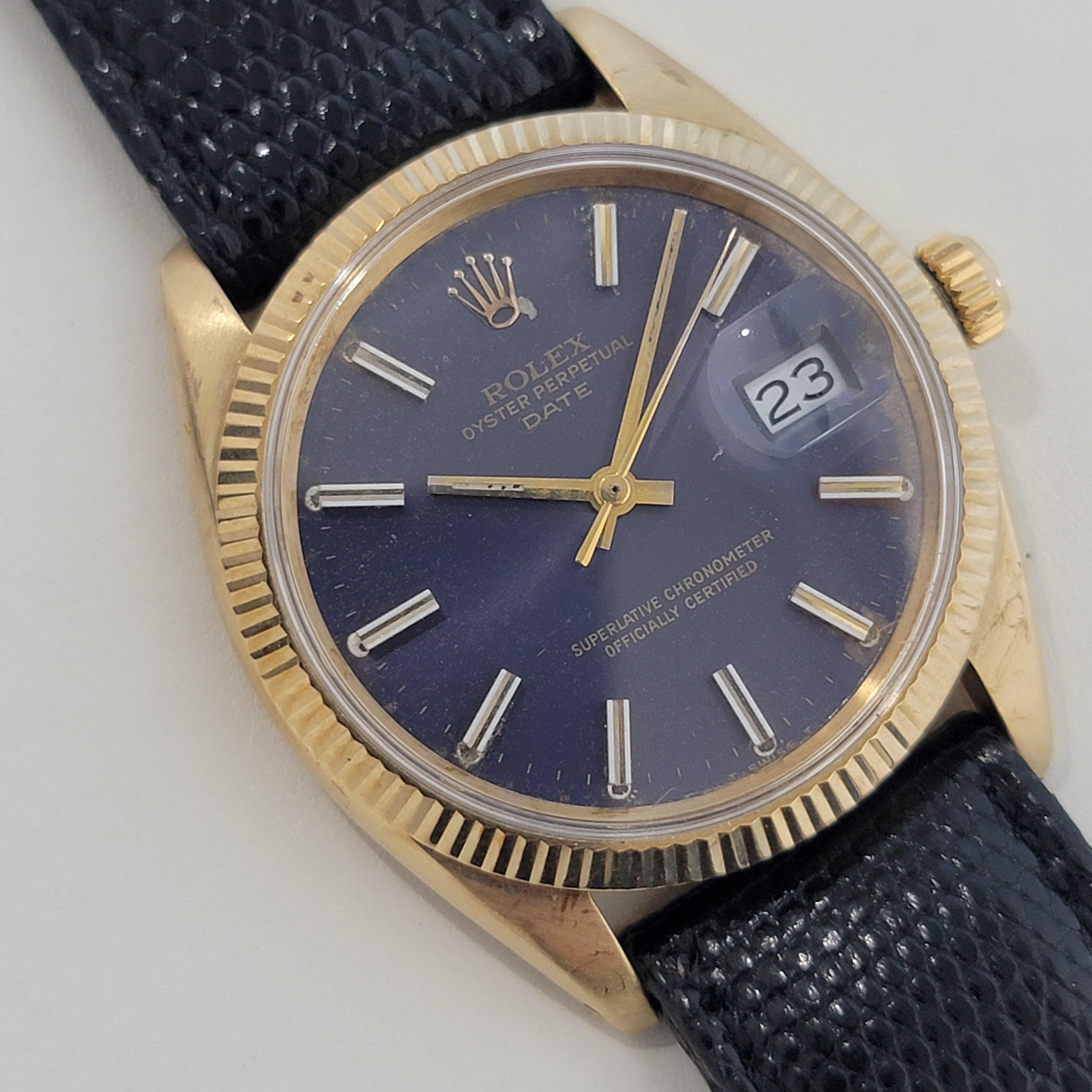 Men's Mens Rolex 1503 Oyster Perpetual Date 35mm 14k Solid Gold Automatic 1960s RA264