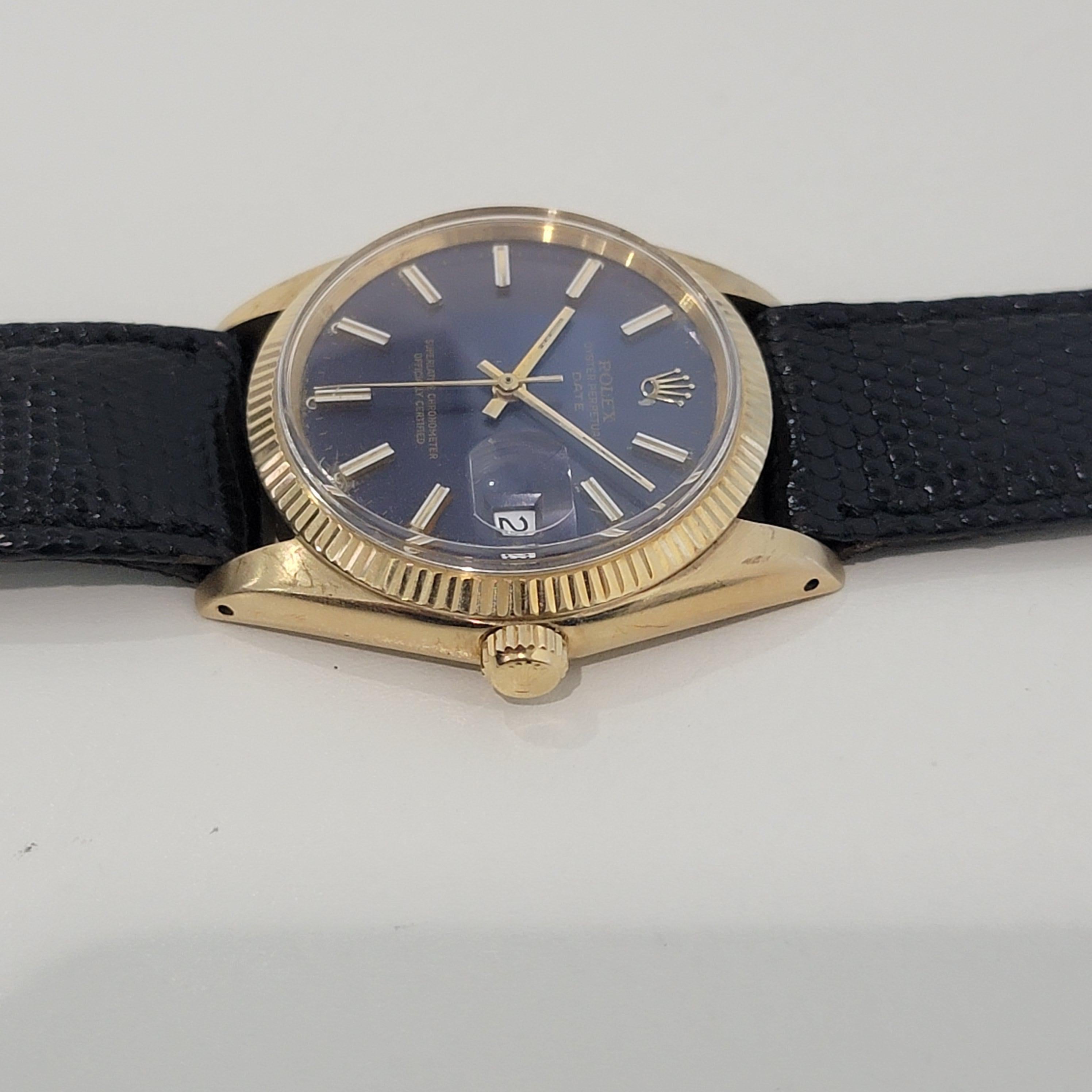 Mens Rolex 1503 Oyster Perpetual Date 35mm 14k Solid Gold Automatic 1960s RA264 2