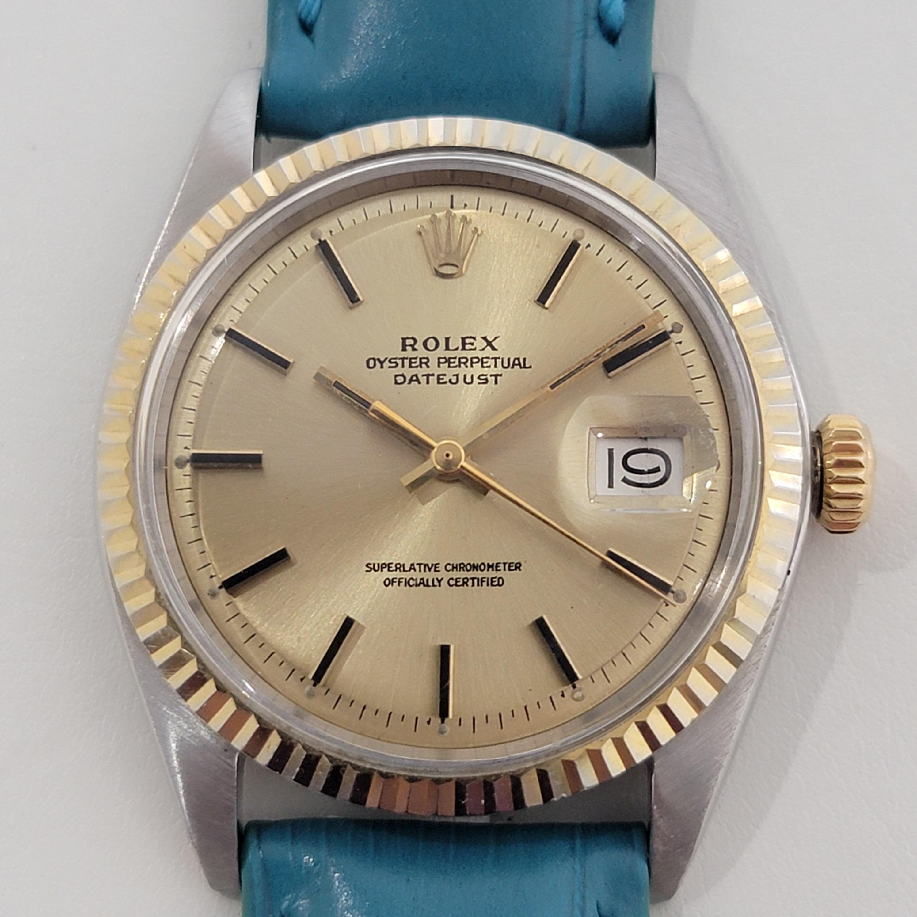 Men's Mens Rolex 1601 Oyster Datejust 18k SS Automatic 1970s Swiss Vintage RA170 For Sale
