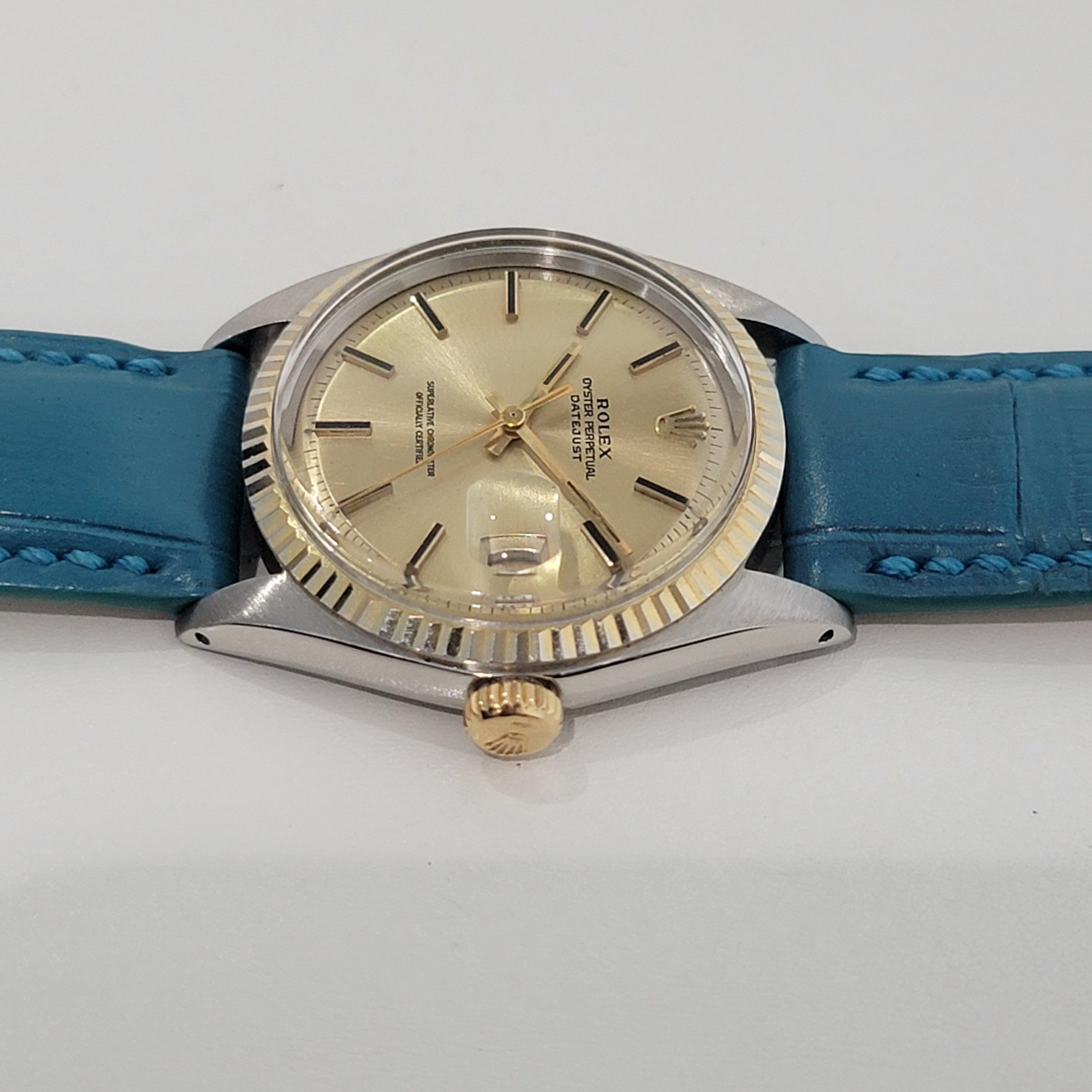 Mens Rolex 1601 Oyster Datejust 18k SS Automatic 1970s Swiss Vintage RA170 For Sale 1