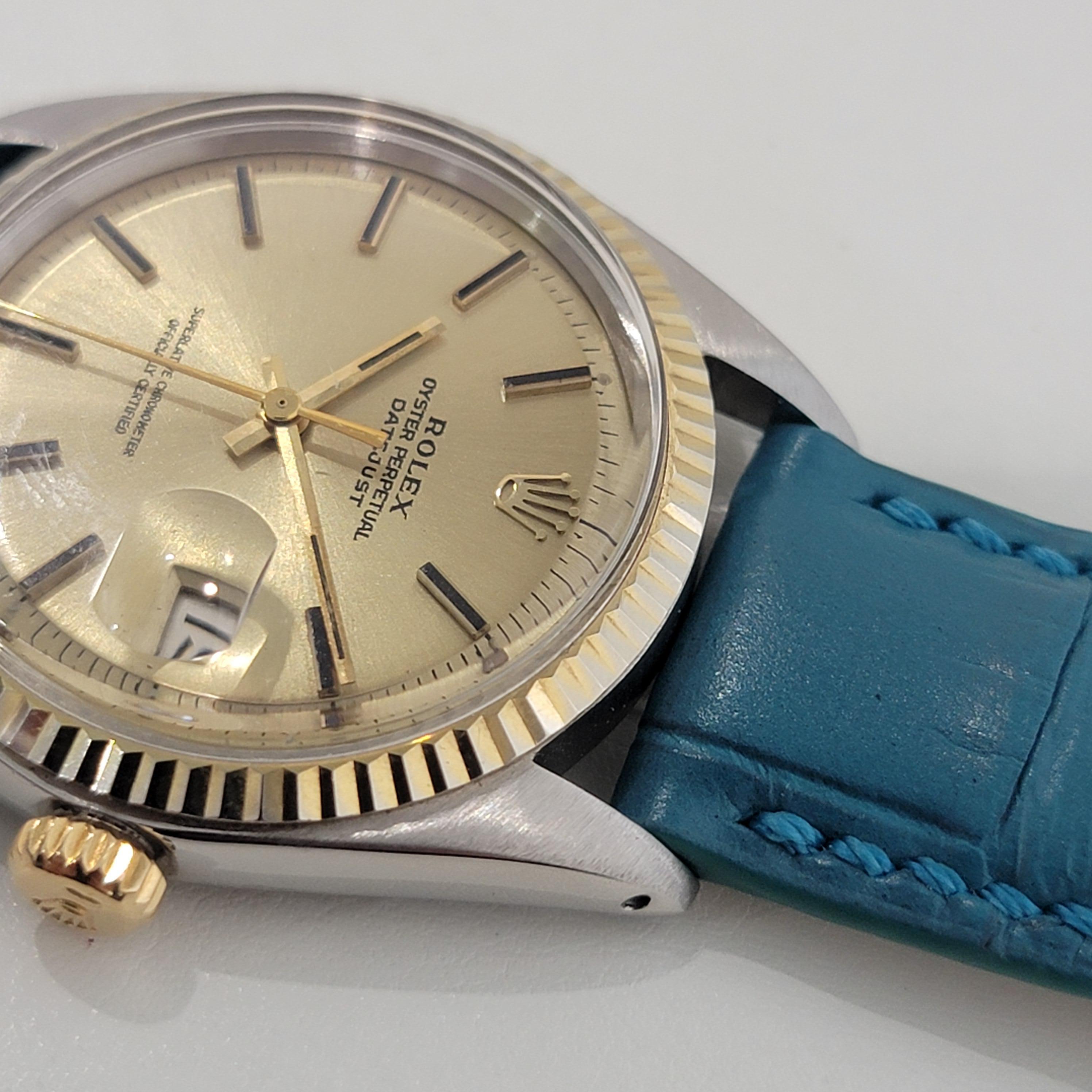 Mens Rolex 1601 Oyster Datejust 18k SS Automatic 1970s Swiss Vintage RA170 For Sale 2