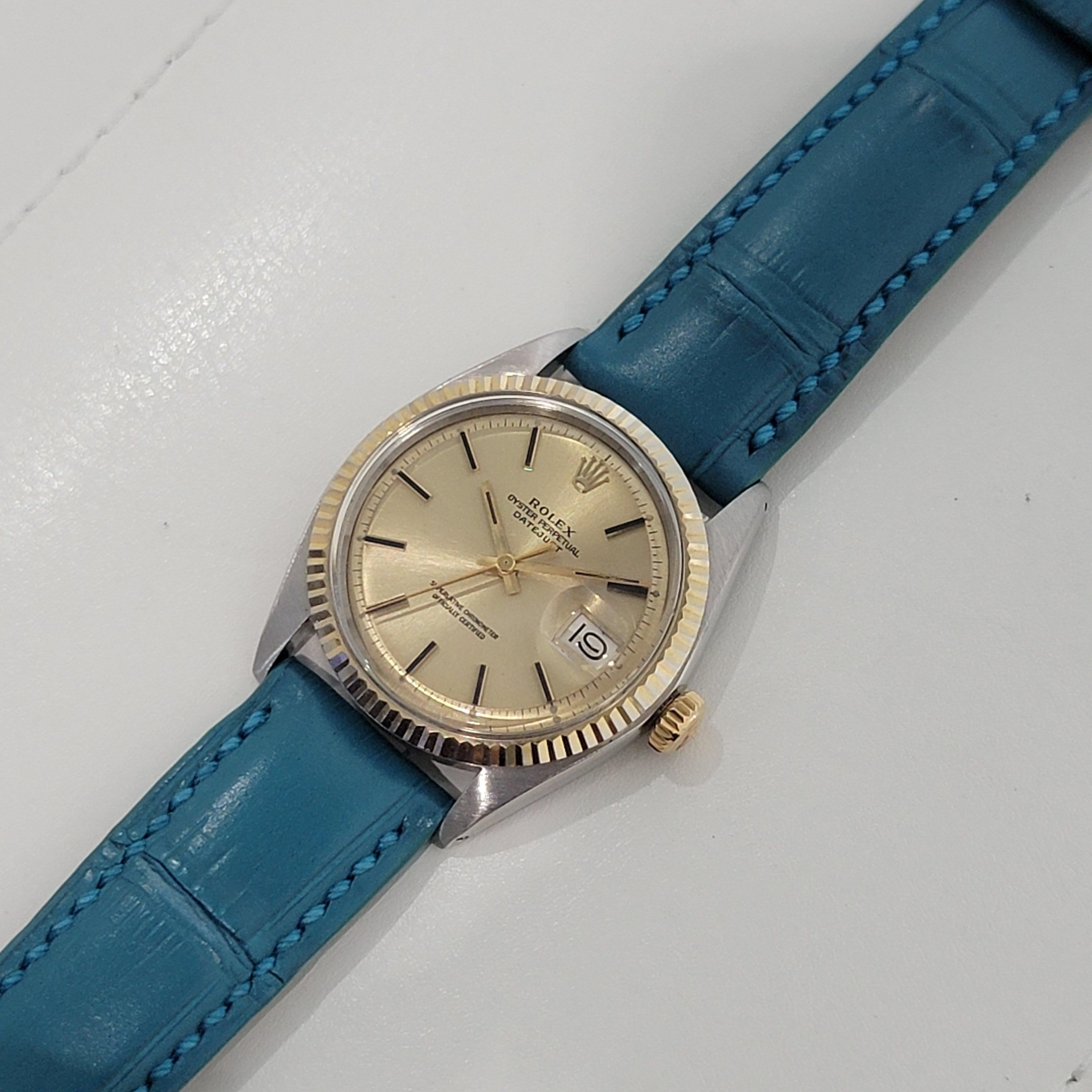 Mens Rolex 1601 Oyster Datejust 18k SS Automatic 1970s Swiss Vintage RA170 For Sale 3