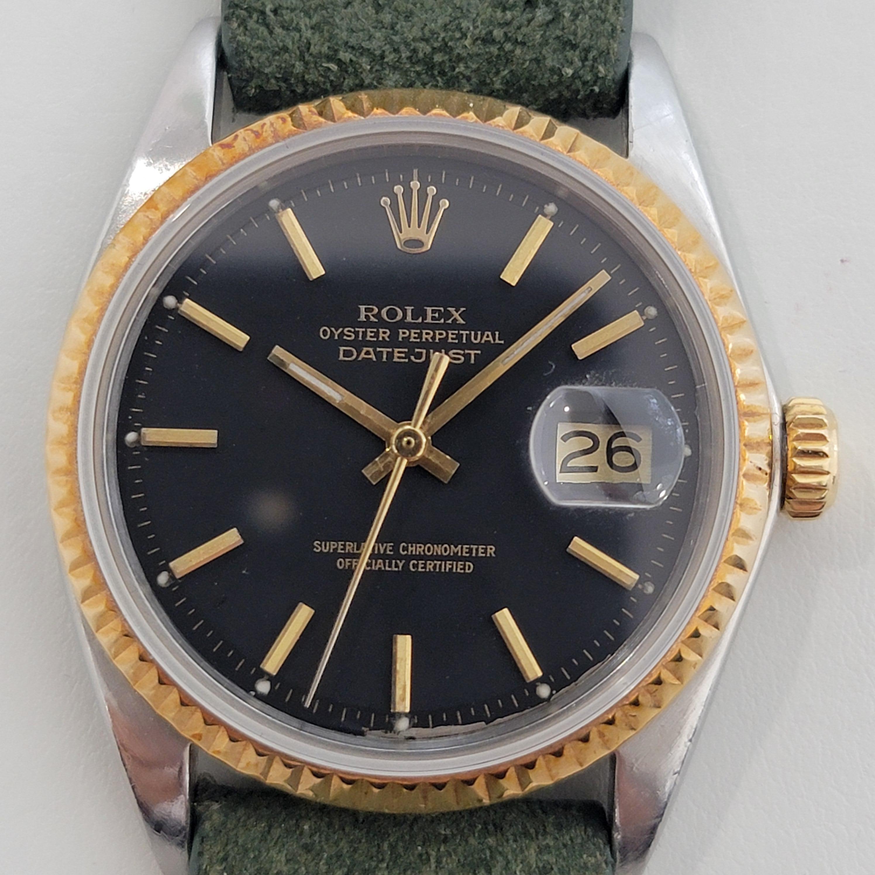 Mens Rolex 1601 Oyster Perpetual Datejust 18k Gold SS Automatic 1960s RJC142 In Excellent Condition In Beverly Hills, CA
