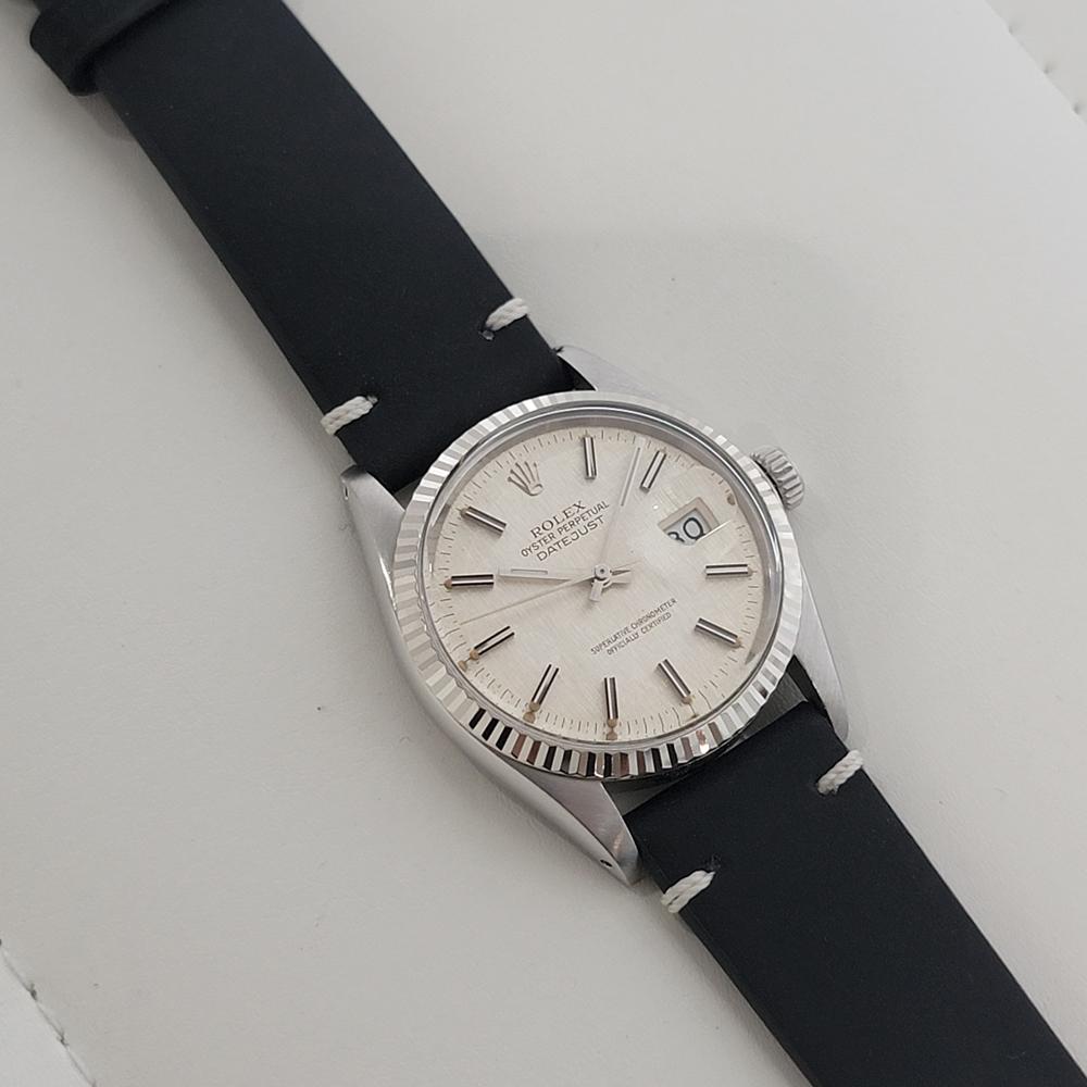 Mens Rolex 16014 Datejust 36mm 18k SS Linen Dial Automatic 1980s Vintage RA519B For Sale 3
