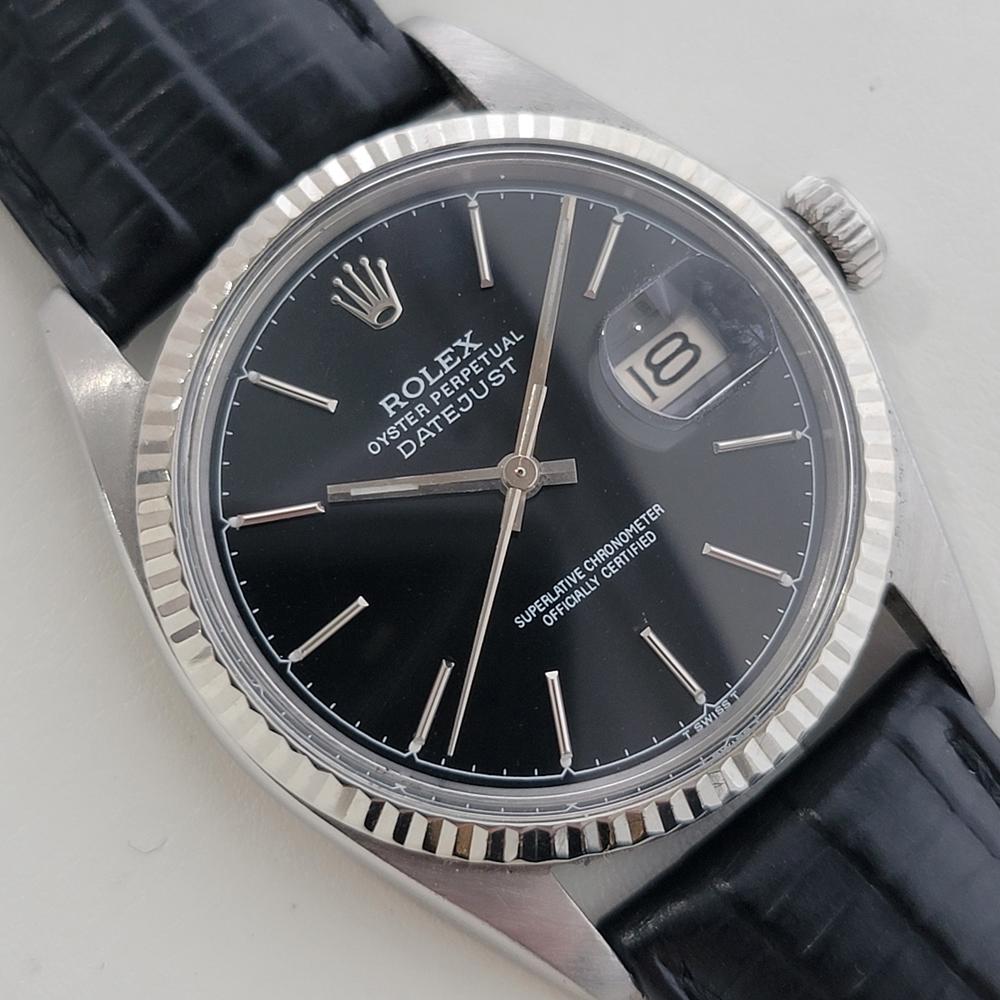 Mens Rolex 16014 Datejust 36mm 18k White Gold SS Automatic 1970s Swiss RA517B In Excellent Condition In Beverly Hills, CA