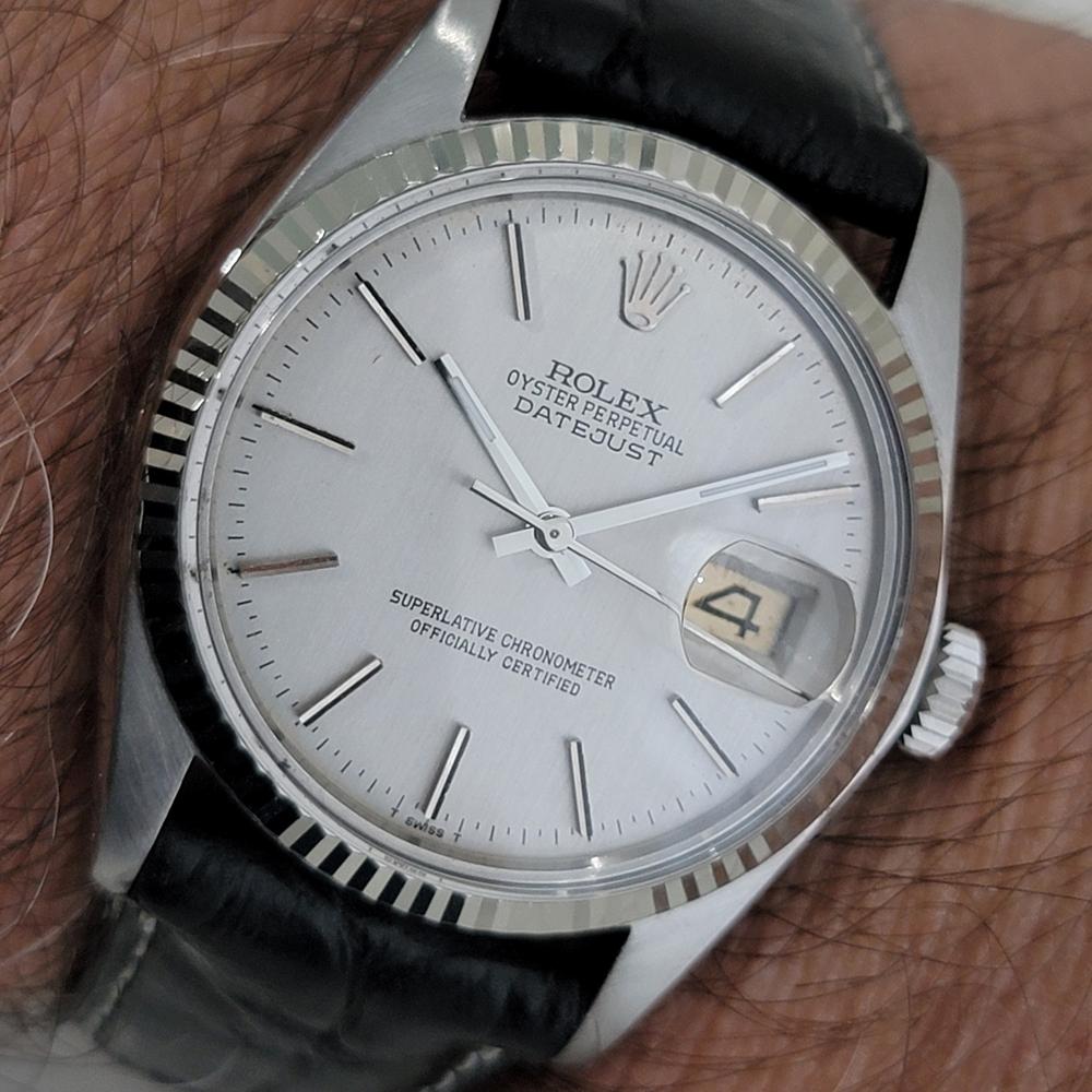 Mens Rolex 16014 Datejust 36mm 18k White Gold SS Automatic 1970s Vintage RA515B For Sale 9
