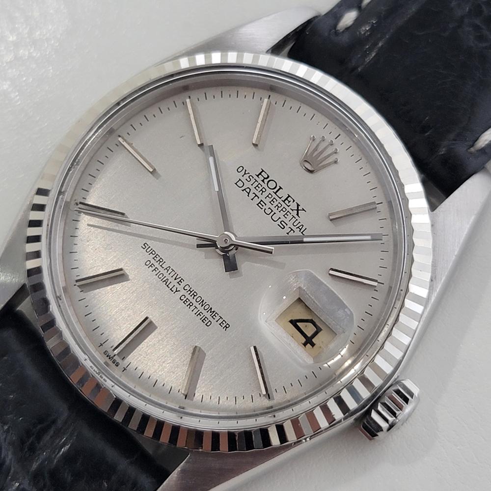Men's Mens Rolex 16014 Datejust 36mm 18k White Gold SS Automatic 1970s Vintage RA515B For Sale