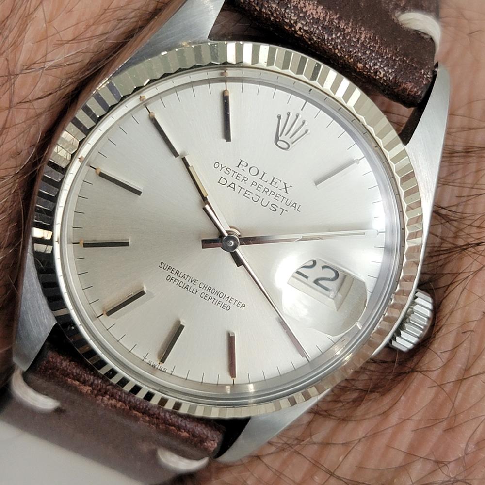 Mens Rolex 16014 Datejust 36mm 18k White Gold SS Automatic 1970s Vintage RA518 For Sale 9