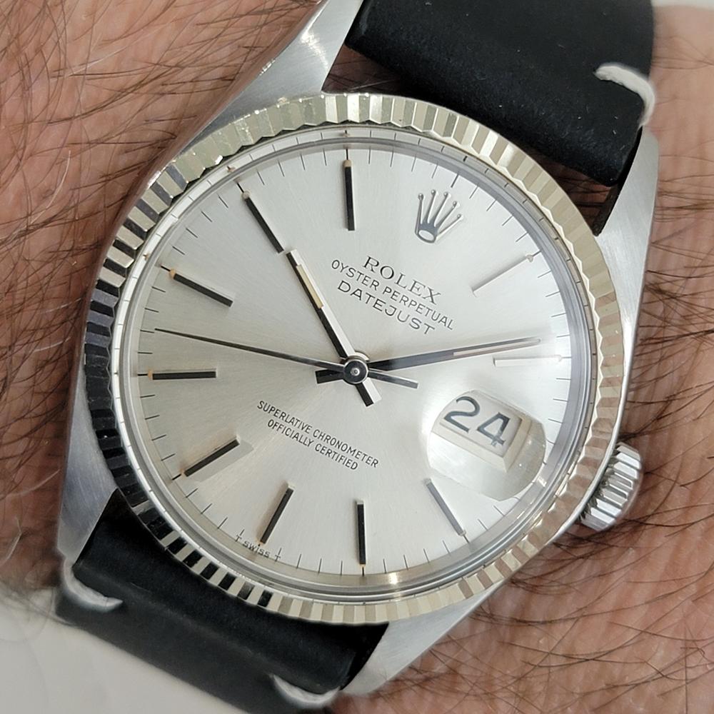Mens Rolex 16014 Datejust 36mm 18k White Gold SS Automatic 1970s Vintage RA518B en venta 9