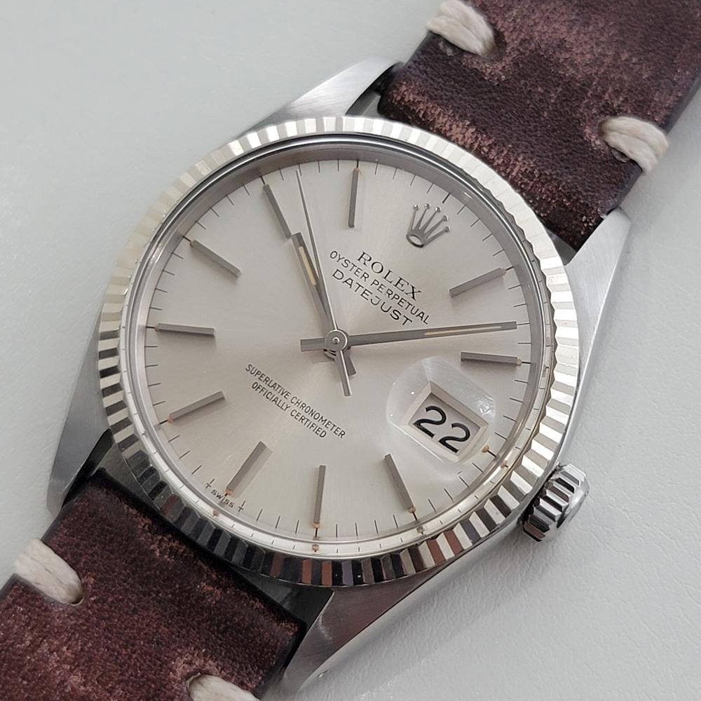 Men's Mens Rolex 16014 Datejust 36mm 18k White Gold SS Automatic 1970s Vintage RA518 For Sale