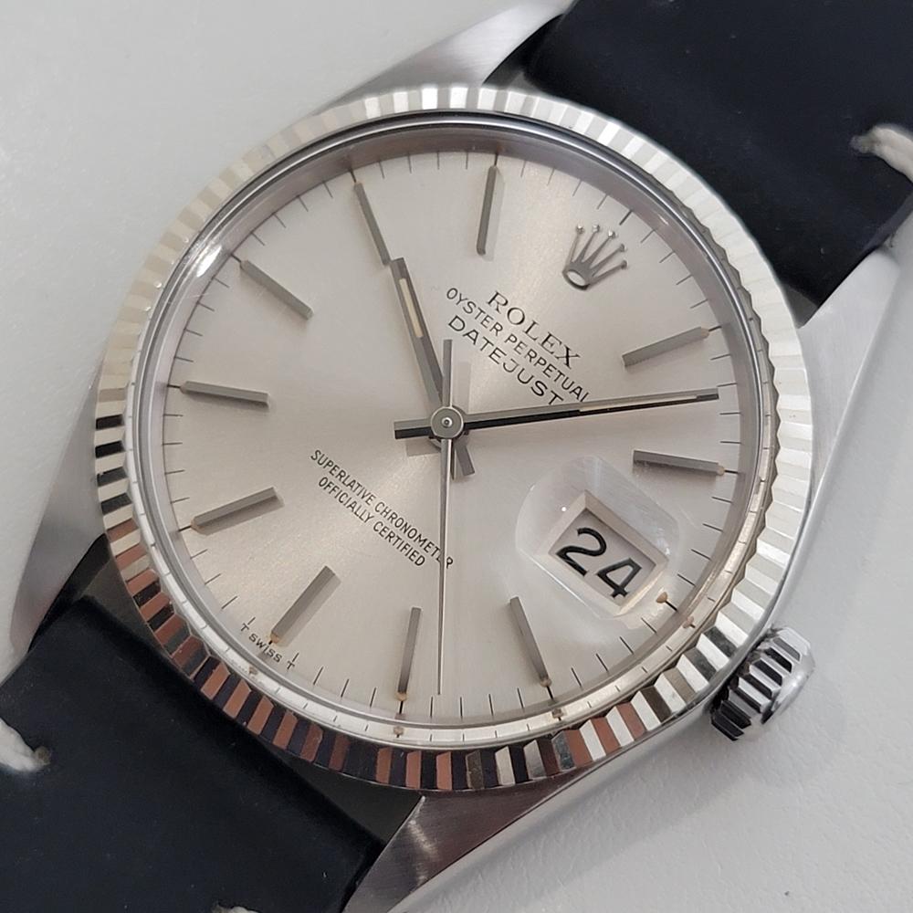 De los hombres Mens Rolex 16014 Datejust 36mm 18k White Gold SS Automatic 1970s Vintage RA518B en venta