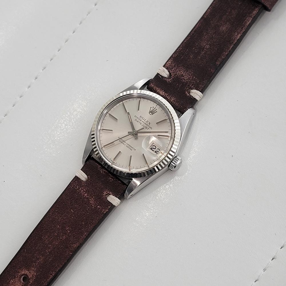 Mens Rolex 16014 Datejust 36mm 18k White Gold SS Automatic 1970s Vintage RA518 For Sale 3