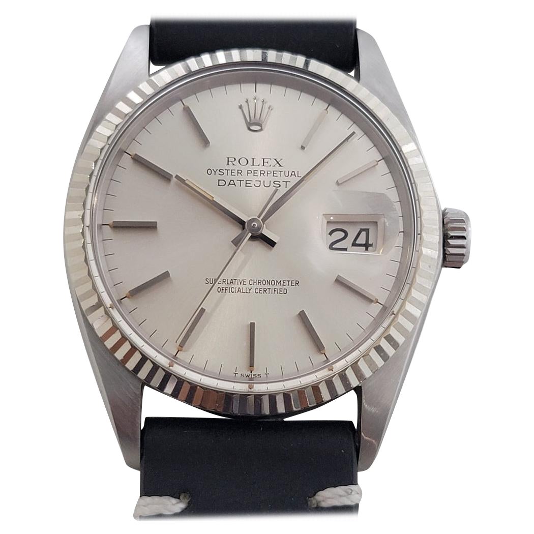 Mens Rolex 16014 Datejust 36mm 18k White Gold SS Automatic 1970s Vintage RA518B For Sale