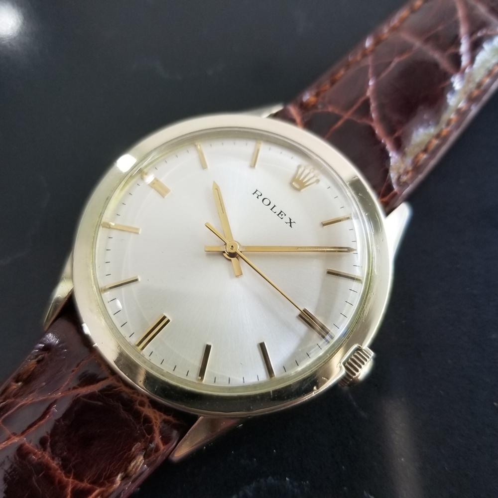 Men’s Rolex 7002 14k Gold-Filled Automatic Dress Watch circa 1970s w/Paper MA196 In Excellent Condition In Beverly Hills, CA