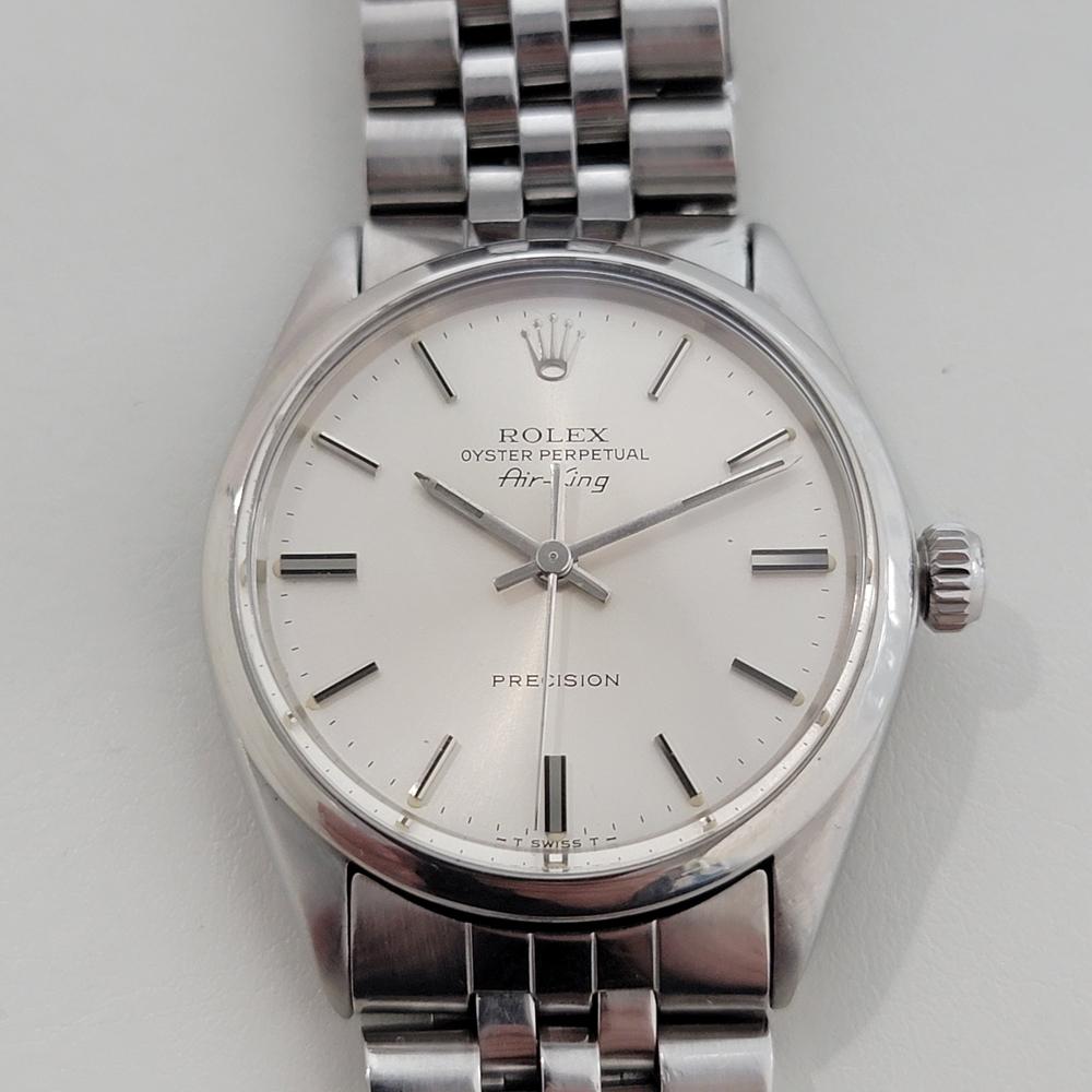 Timeless classic, Men's Rolex Oyster Perpetual Air-King 5500 Precision automatic, c.1969, all original. Verified authentic by a master watchmaker. Classic Rolex signed silver dial, applied indice hour markers, lumed minute and hour hands, sweeping