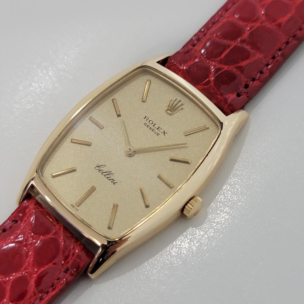Rolex Cellini Geneve 3807 para hombre de oro macizo de 18 quilates de cuerda manual de los años 70 de lujo RA361 en Excelente Estado en Beverly Hills, CA