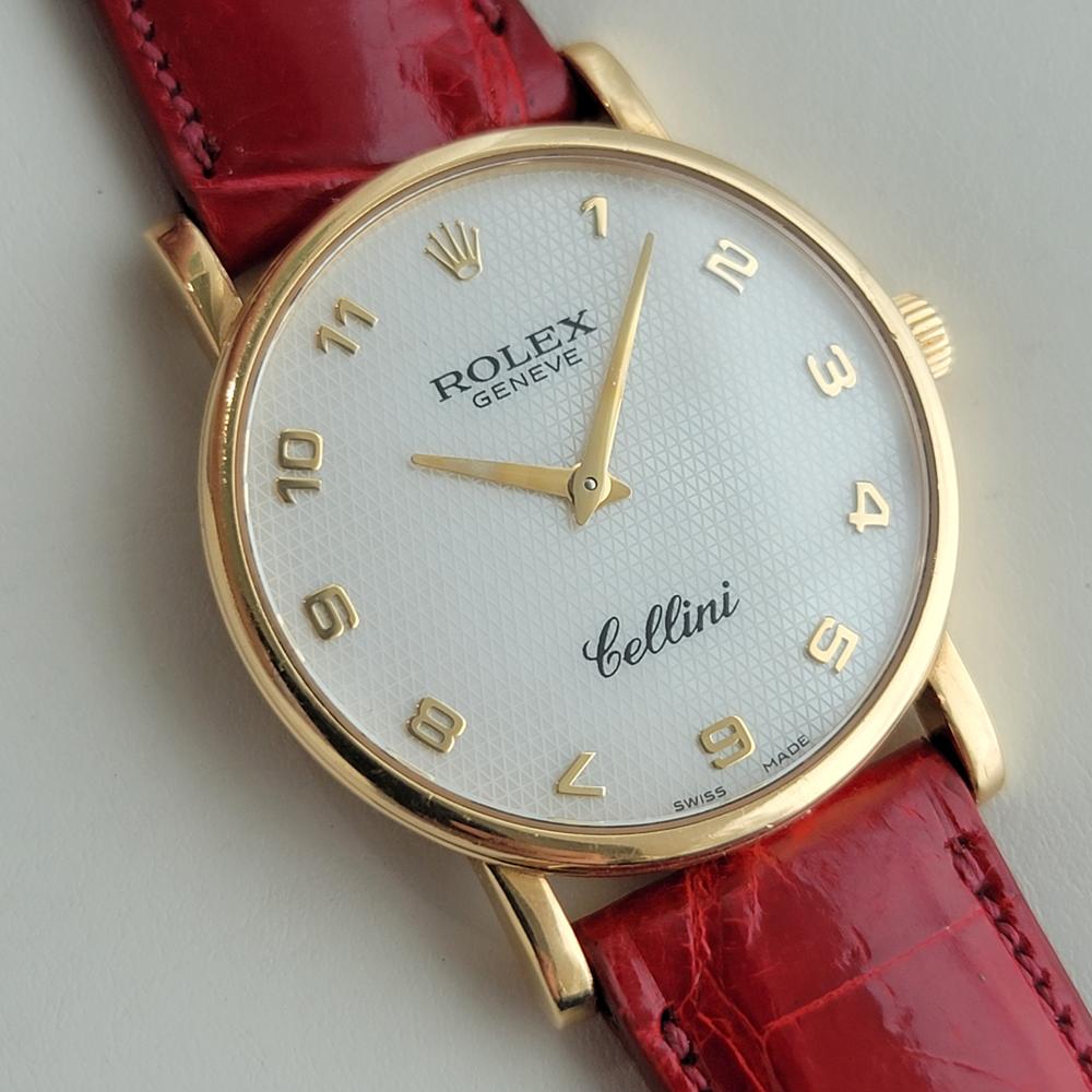 Herren Rolex Cellini Geneve Ref 5115 18k Massivgold Handaufzug 2000er Jahre Schweizer RA385R im Zustand „Hervorragend“ in Beverly Hills, CA