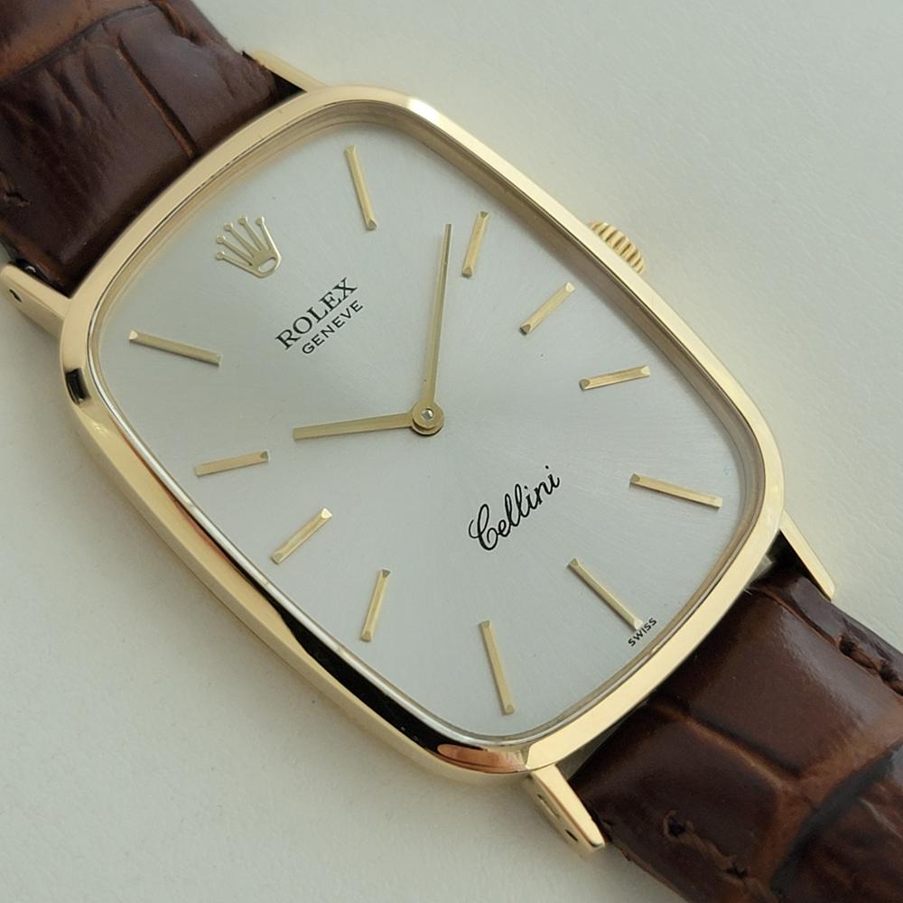 Mens Rolex Cellini Ref 4113 27mm 18k Solid Gold 1970er Vintage Luxury RA386 im Zustand „Hervorragend“ in Beverly Hills, CA