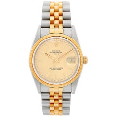 Men's Rolex Date 2-Tone Stainless Steel and Gold Watch 15223