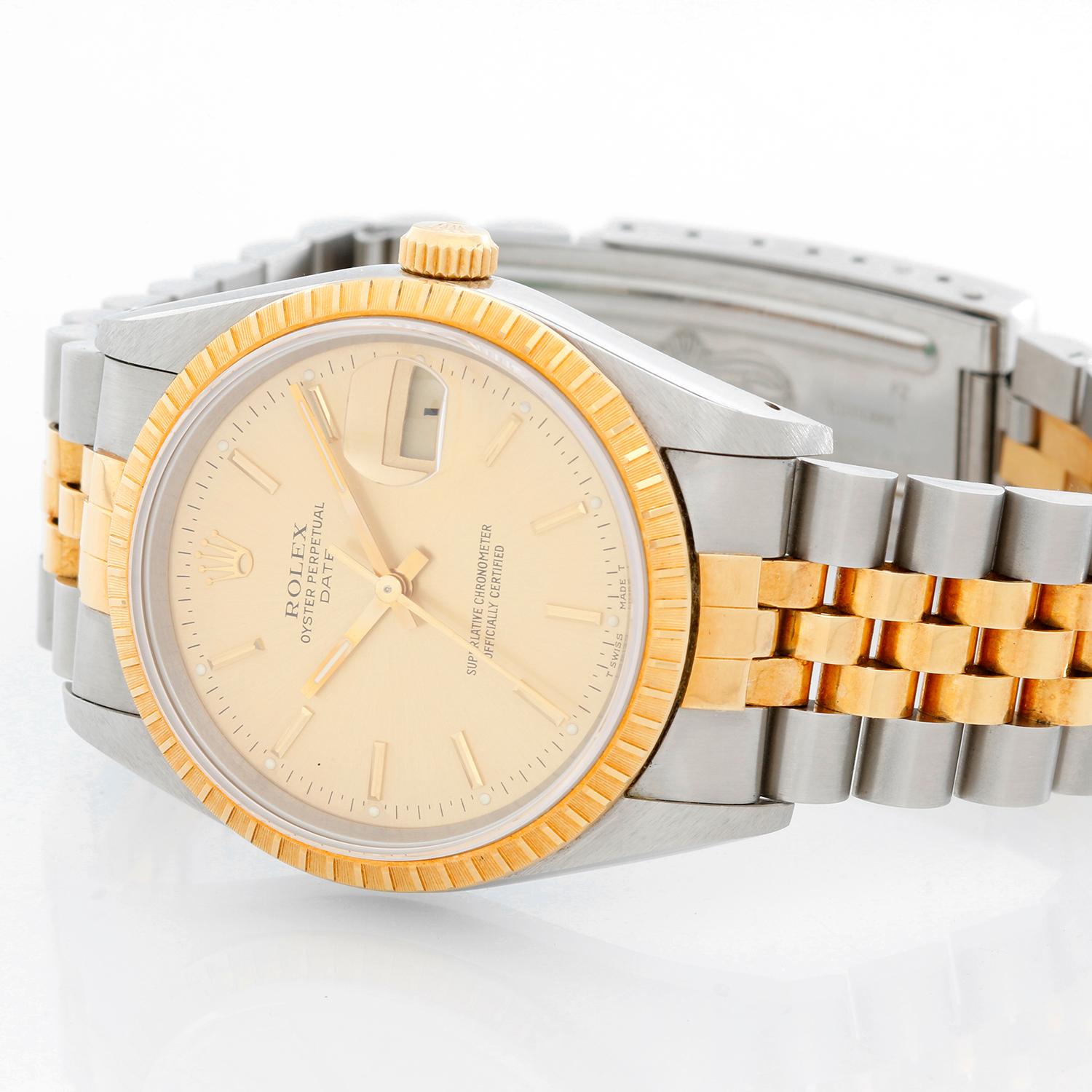 Men's Rolex Date 2-Tone Stainless Steel and Gold Watch 15223 In New Condition In Dallas, TX