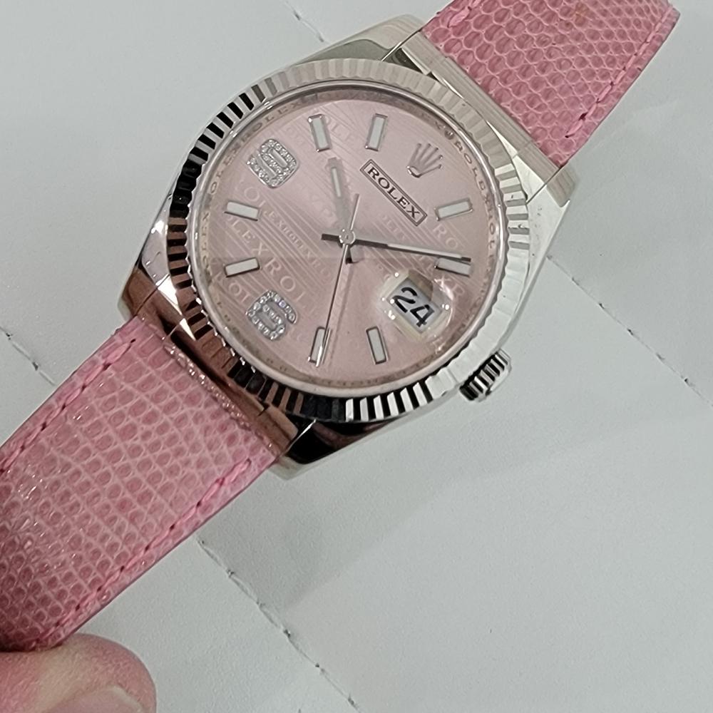 Men's Mens Rolex Datejust 116139 18k Solid White Gold Special Pink Dial 2000s RJC108 For Sale