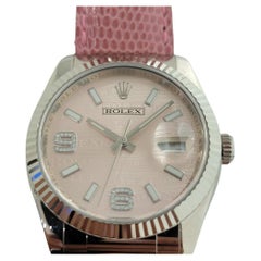 Used Mens Rolex Datejust 116139 18k Solid White Gold Special Pink Dial 2000s RJC108