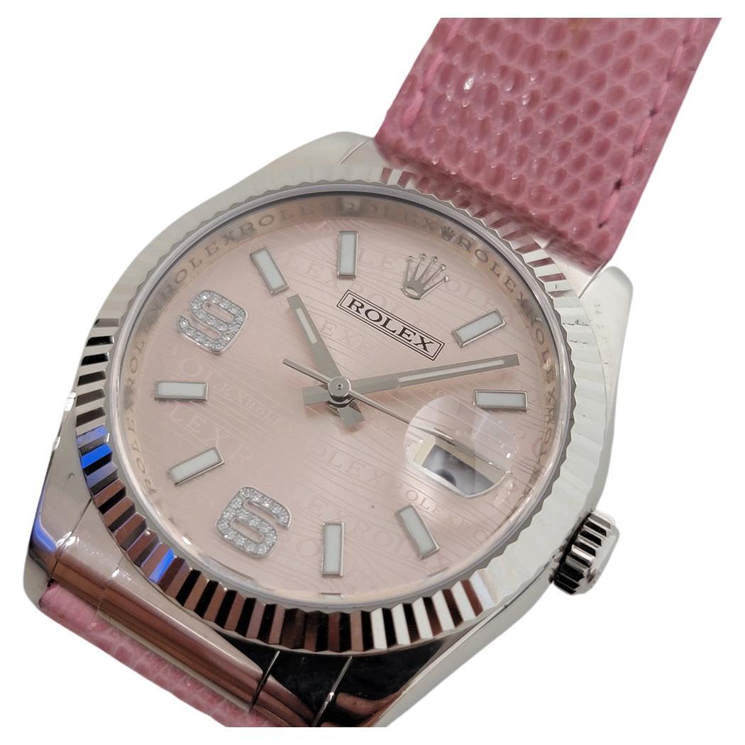 Mens Rolex Datejust 116139 18k White Gold Special Pink Dial 2000s RJC108  For Sale at 1stDibs