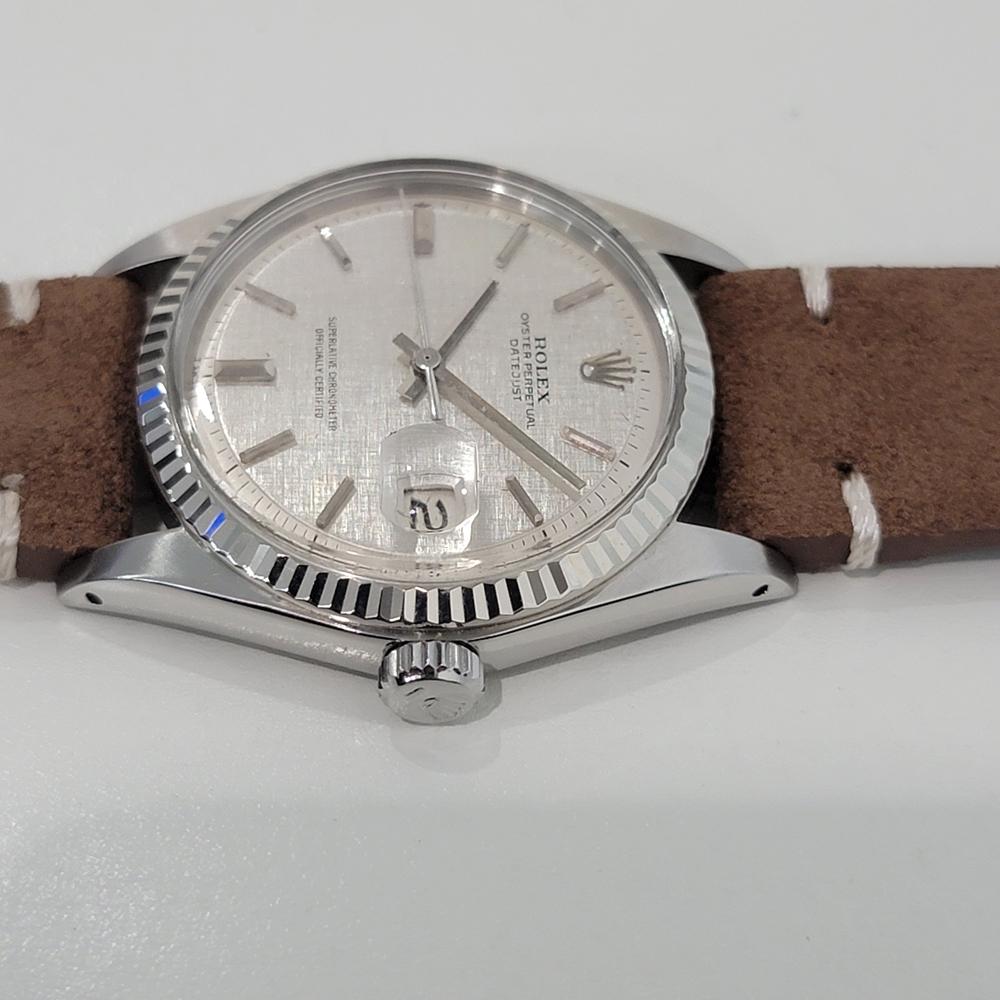 Mens Rolex Datejust 1601 36mm 18k Gold SS Linen Dial Automatic 1970s NA143B 1