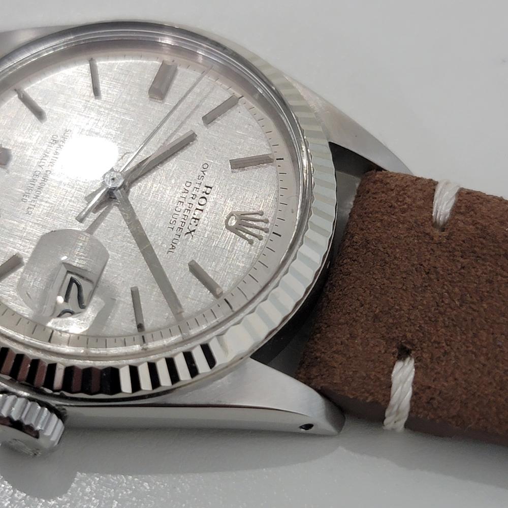 Mens Rolex Datejust 1601 36mm 18k Gold SS Linen Dial Automatic 1970s NA143B 2